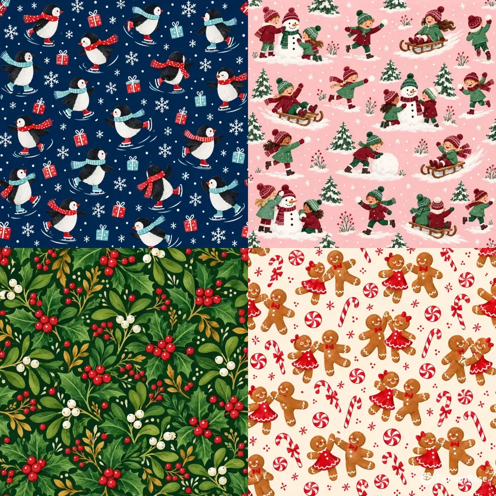 Seamless Christmas Wrapping Pattern Art