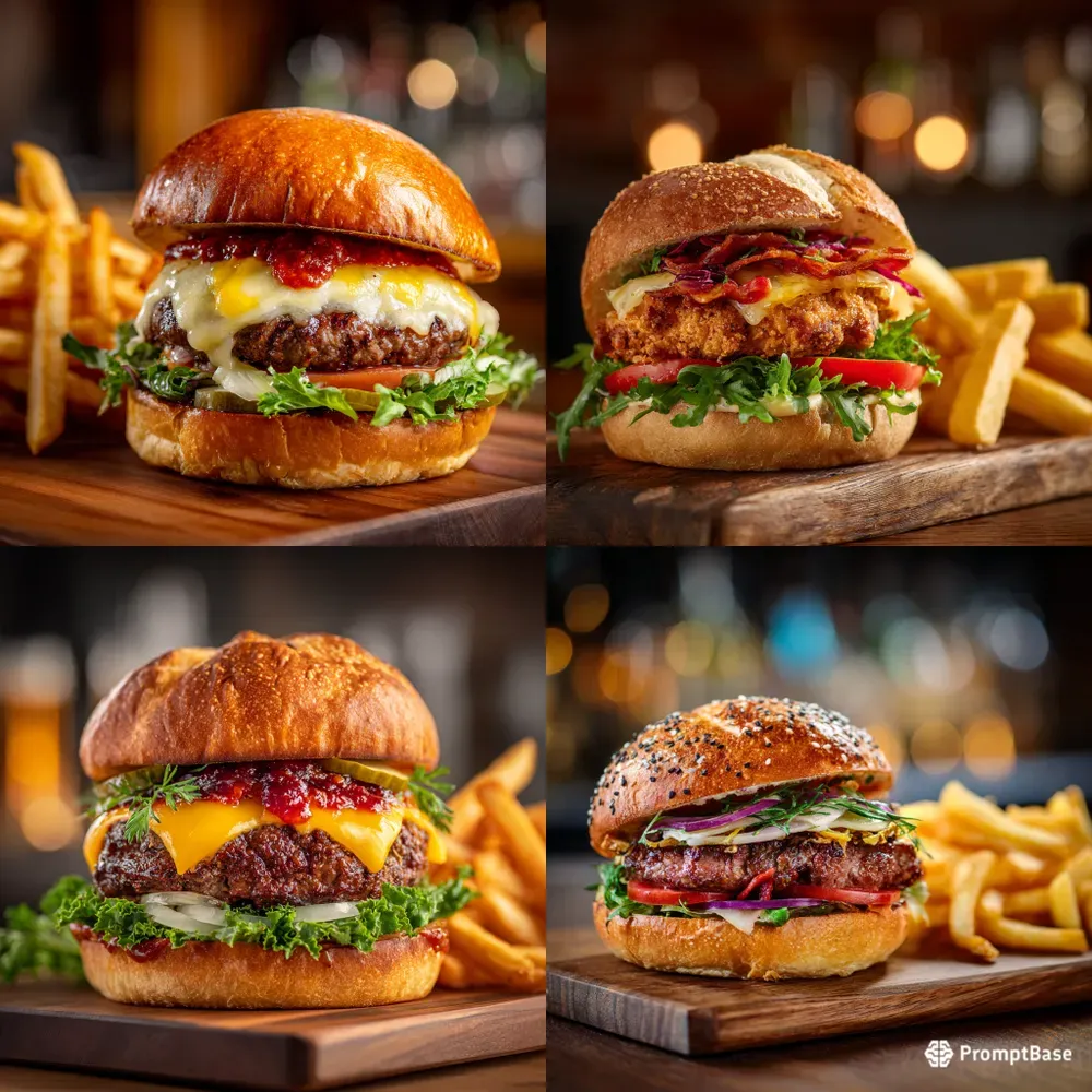 Photorealistic Burger Fast Food Photos