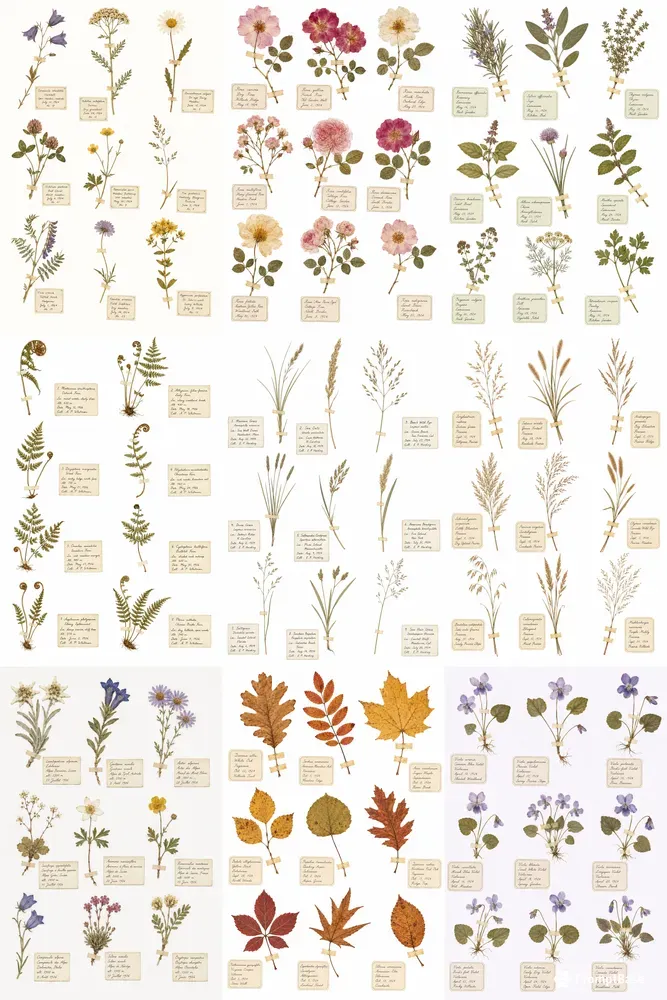 Pressed Herbarium Specimen Sheets