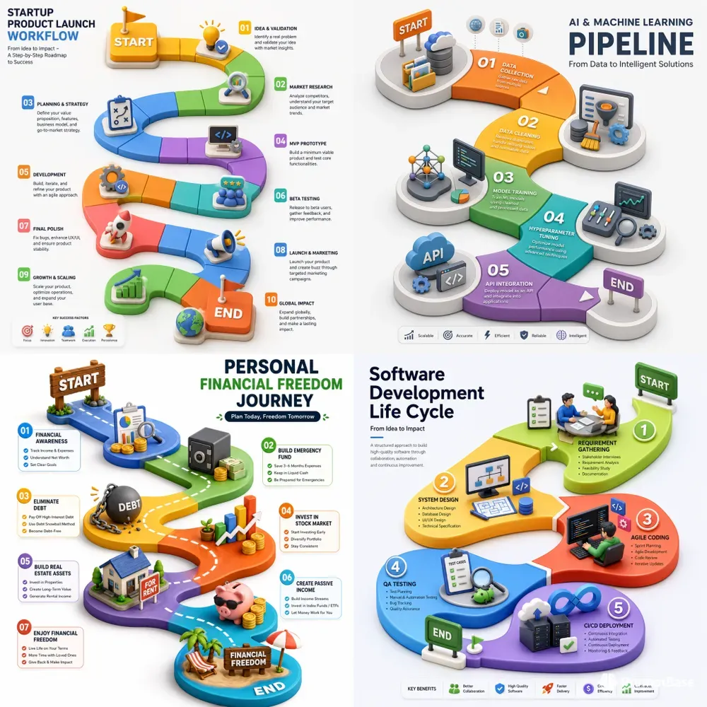 3D Isometric Roadmap Graphics