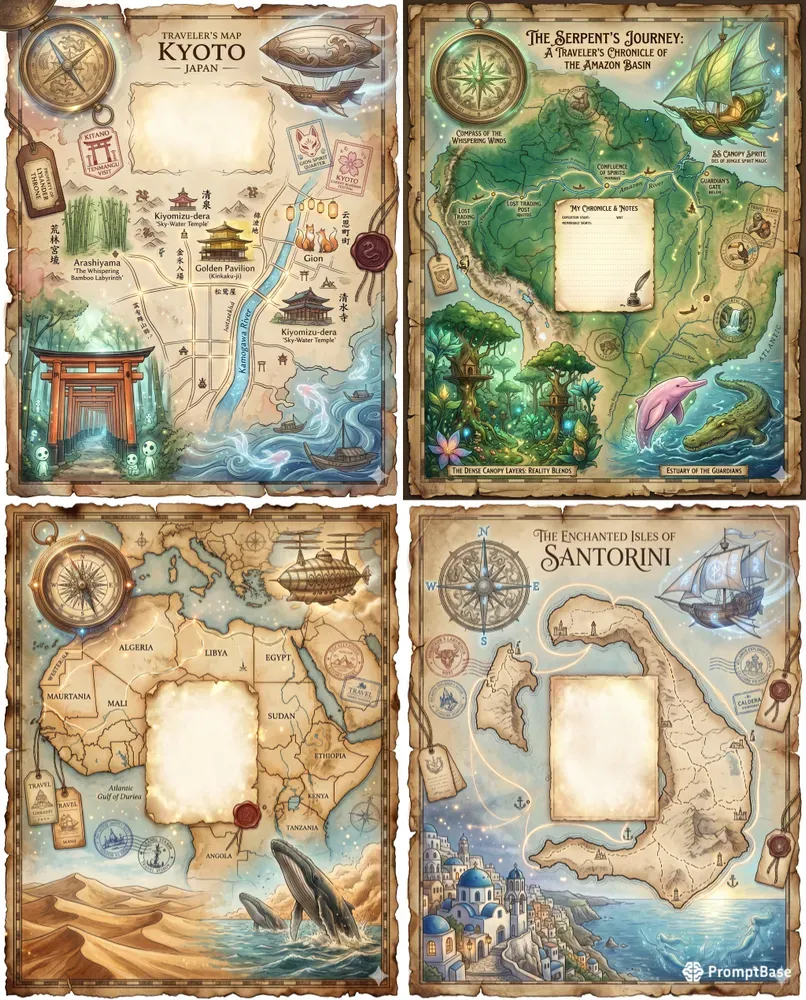 Fantasy Vintage Map Journals