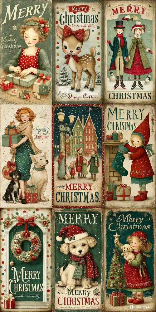 Cute Merry Christmas Posters Wall Art