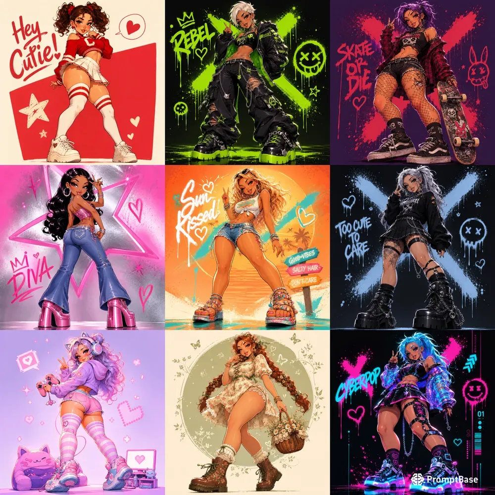 Flirty Cartoon Girl Art