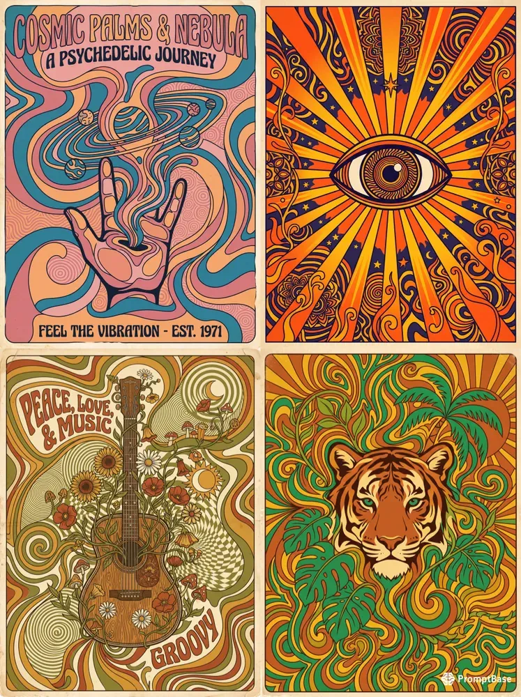 70s Retro Psychedelic Art Posters