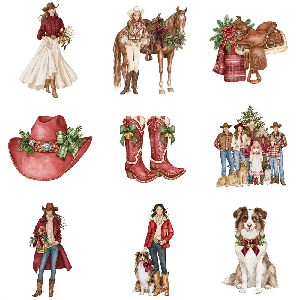 Western Christmas Watercolor Cliparts