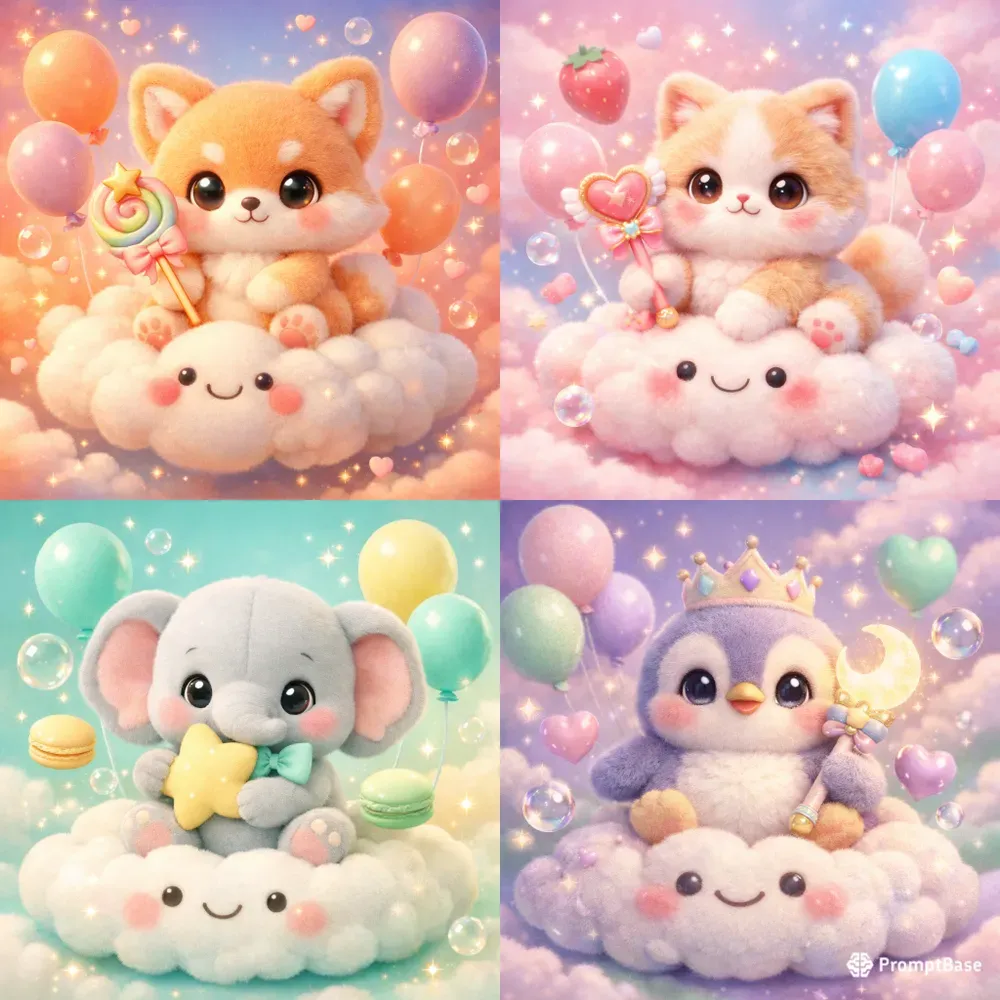 Pastel Cloud Animal Dreamscapes