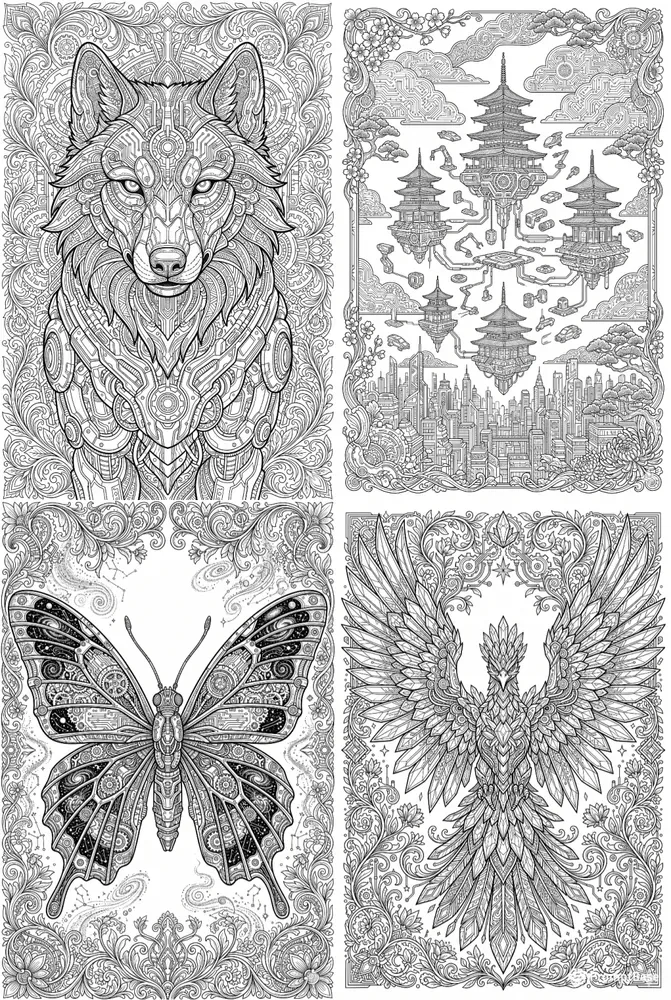 Cyber Organic Mandala Coloring Pages