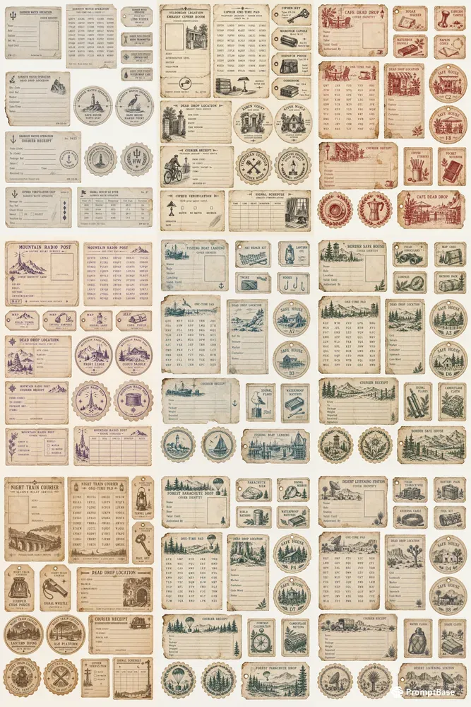 Spy Tradecraft Ephemera Sheets
