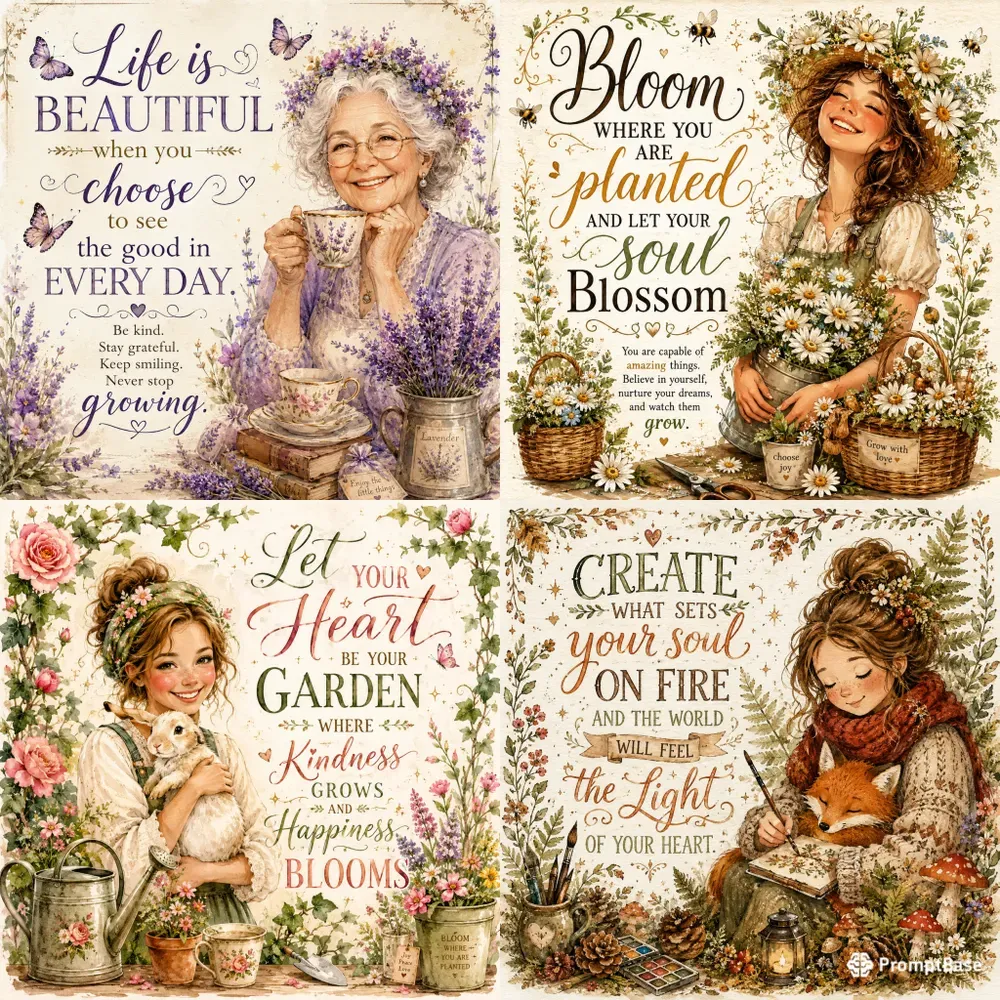 Whimsical Inspirational Quote Portraits