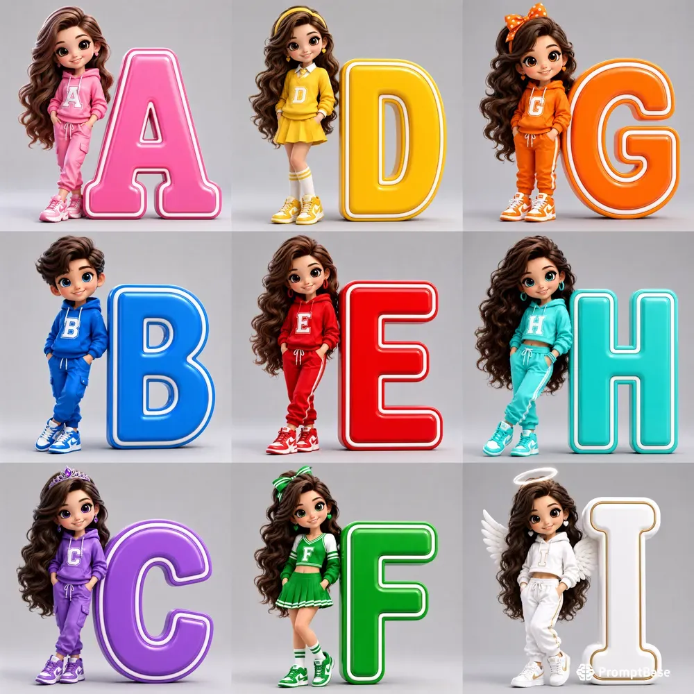 3D Cartoon Alphabet Tshirt Kits