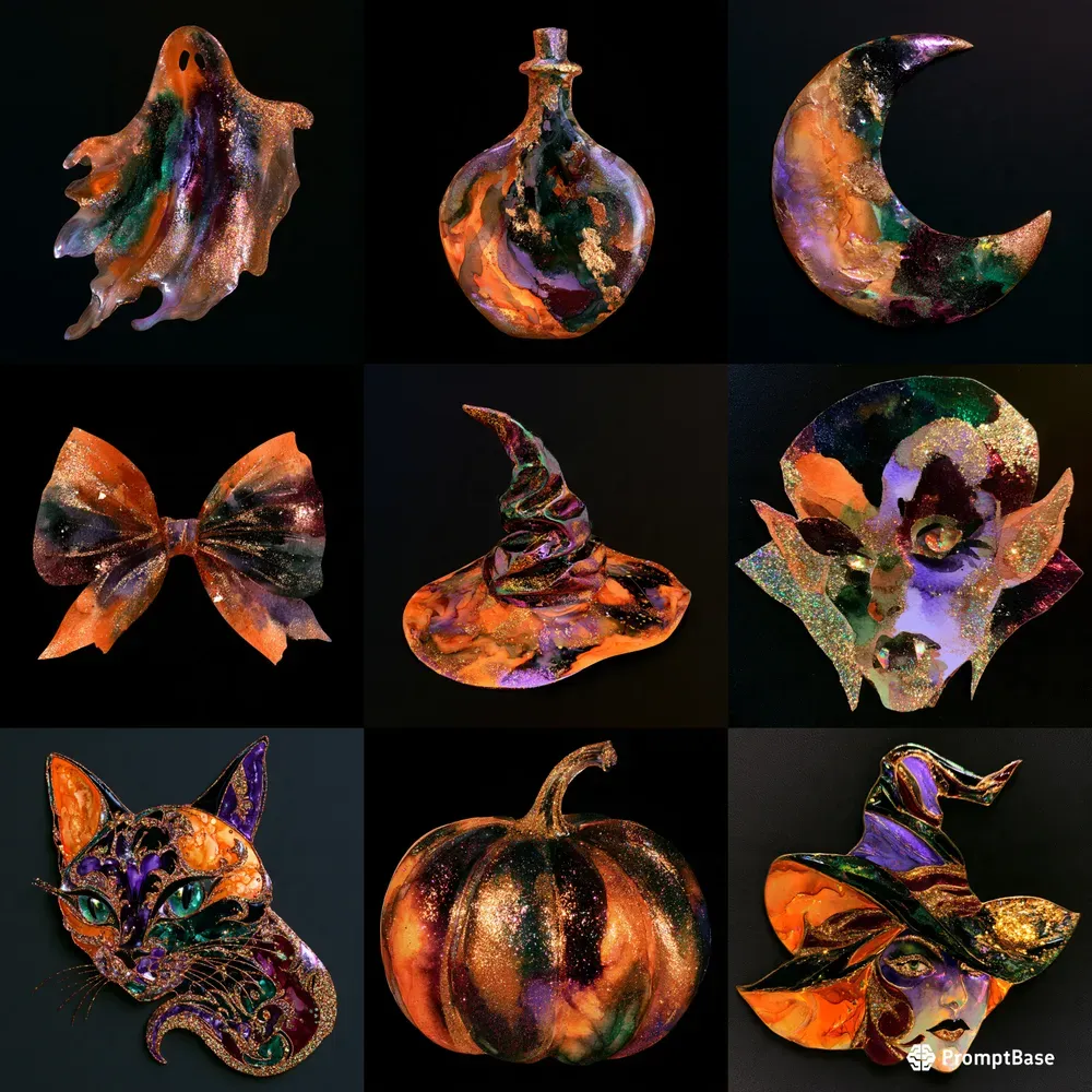 Shimmering Halloween Watercolor 2D Art