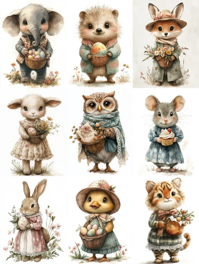 Coquette Easter Animals Cliparts