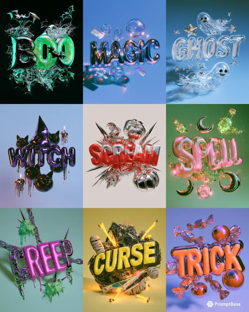 Surreal 3D Halloween Typography Art