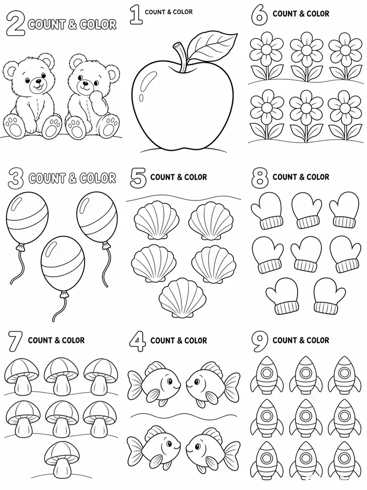 Kids Coloring Page Count And Colors