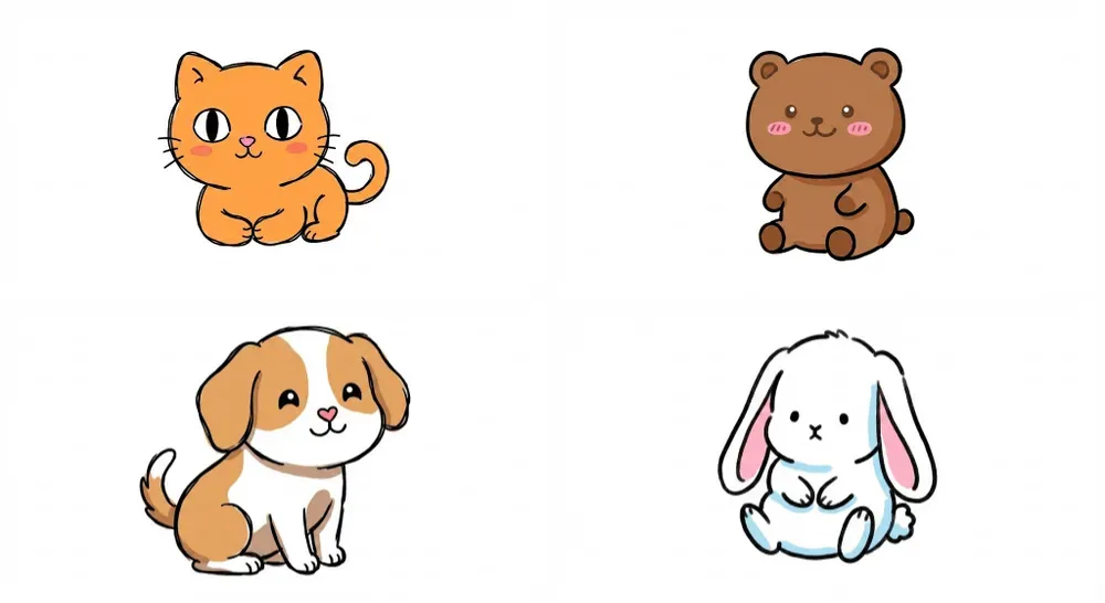 Cute Minimal Doodle Animal Illustrations
