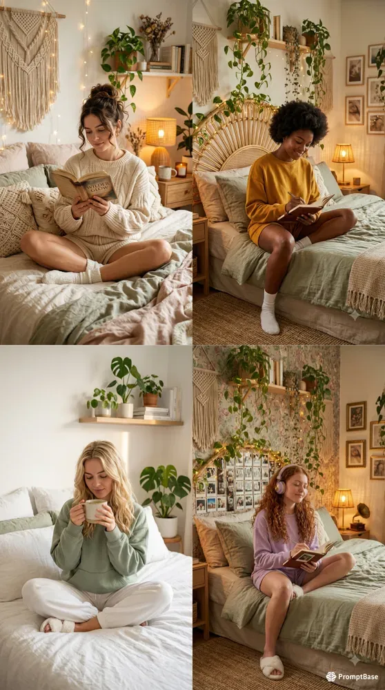 Aesthetic Girl Cozy Bedroom Portraits