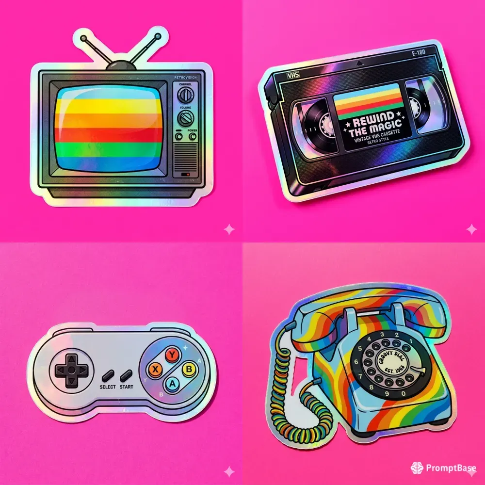 Retro Trippy Style Stickers