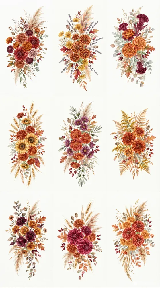 Autumn Floral Clipart Collections