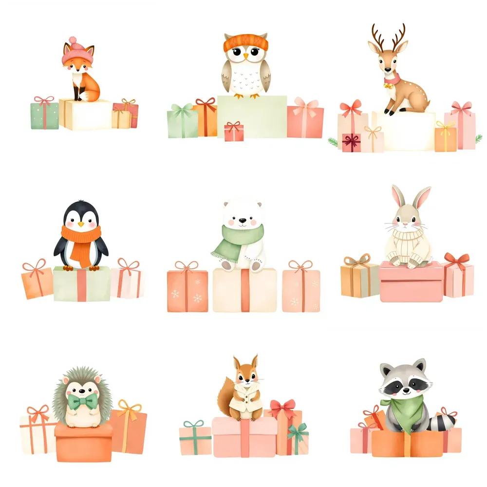 Christmas Minimalist Cute Animal Clipart