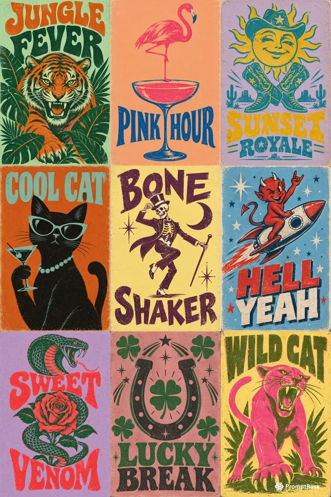 Retro Screen Print Wall Art