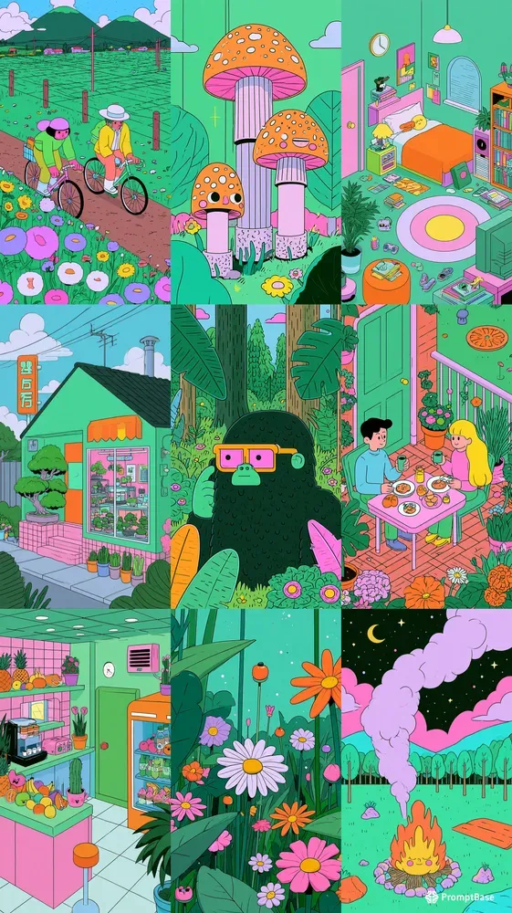 Colorful Retro Storybook Illustrations