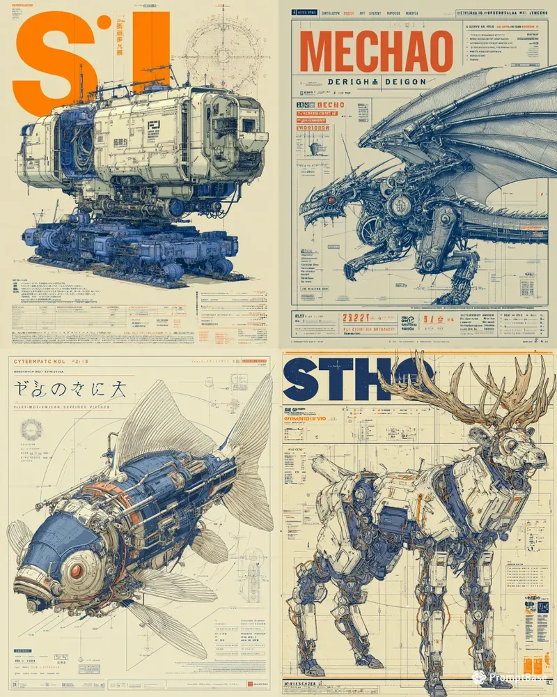 Retro Mecha Editorial Posters
