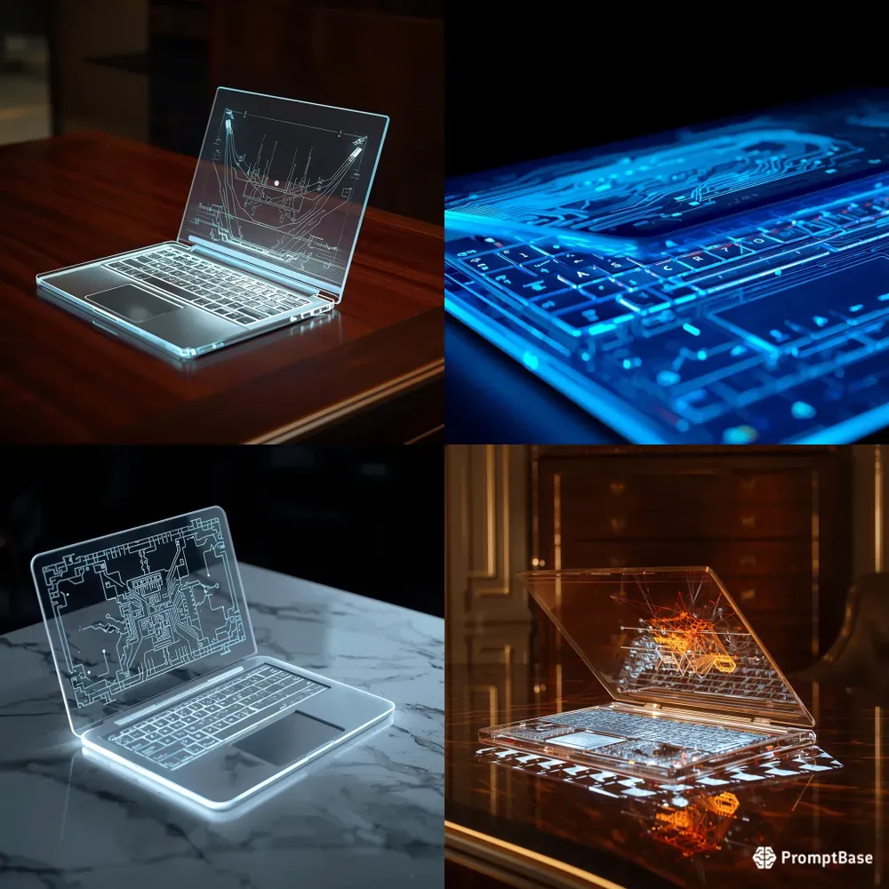 Futuristic Transparent Glass Laptops