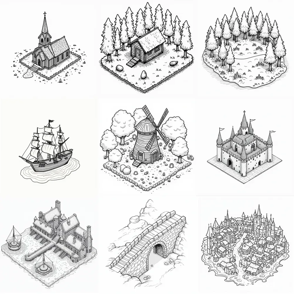 Isometric Simple Line Buildings