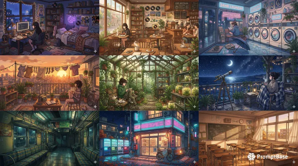 Cozy Lofi Anime Backgrounds