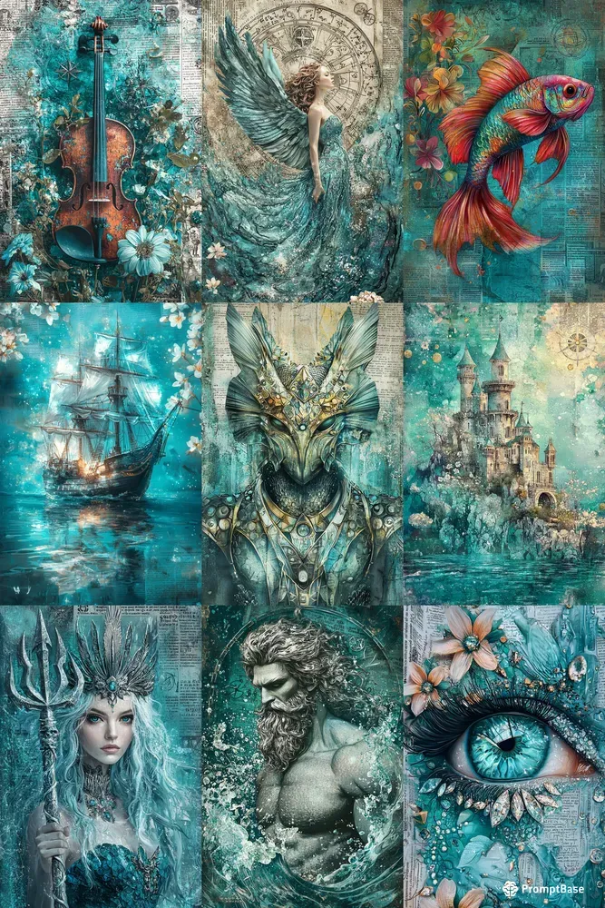 Pisces Sign Scrapbooking Papers