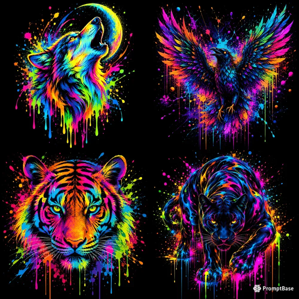 Neon Drip Pop Art Portraits