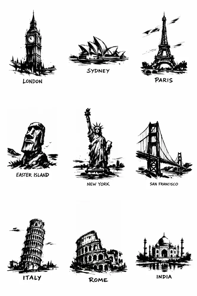 Ink Travel Poster Illustrations