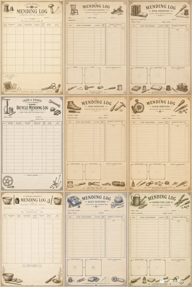 Mending Log Junk Journal Pages