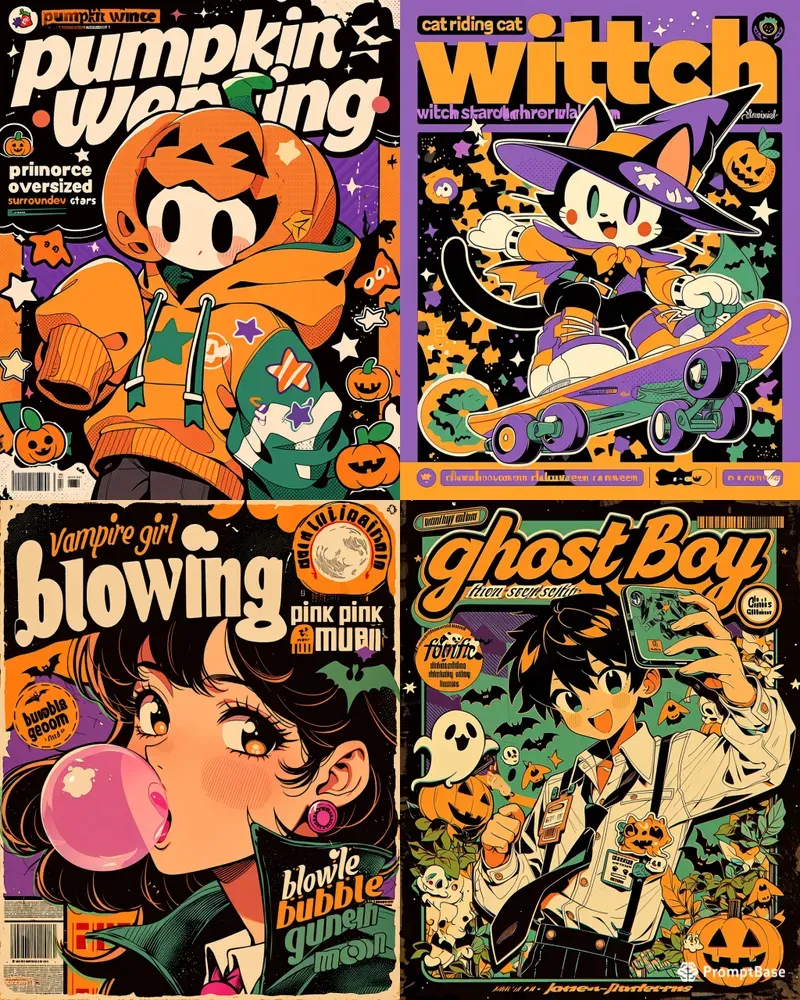 Retro Halloween Character Posters
