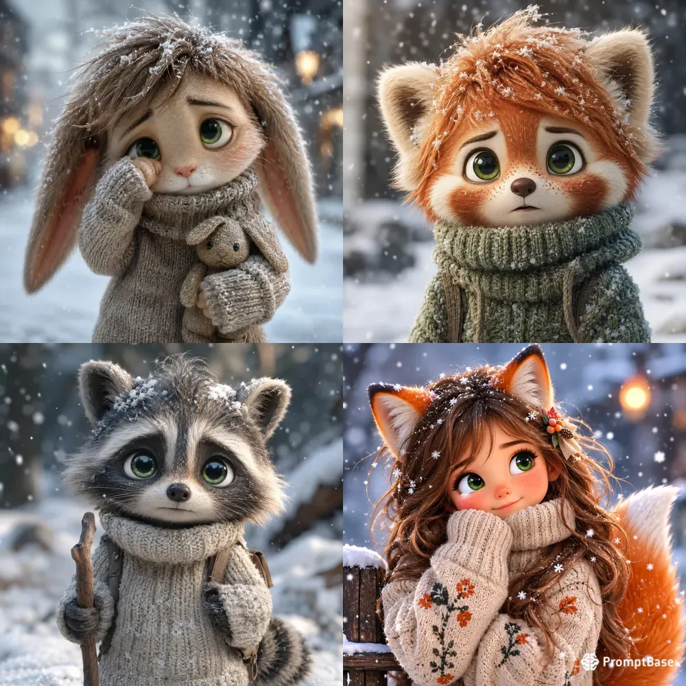 Cozy Winter 3D Character Portraits