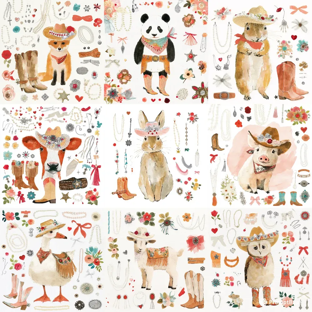 Coquette Cowgirl Animals Backgrounds