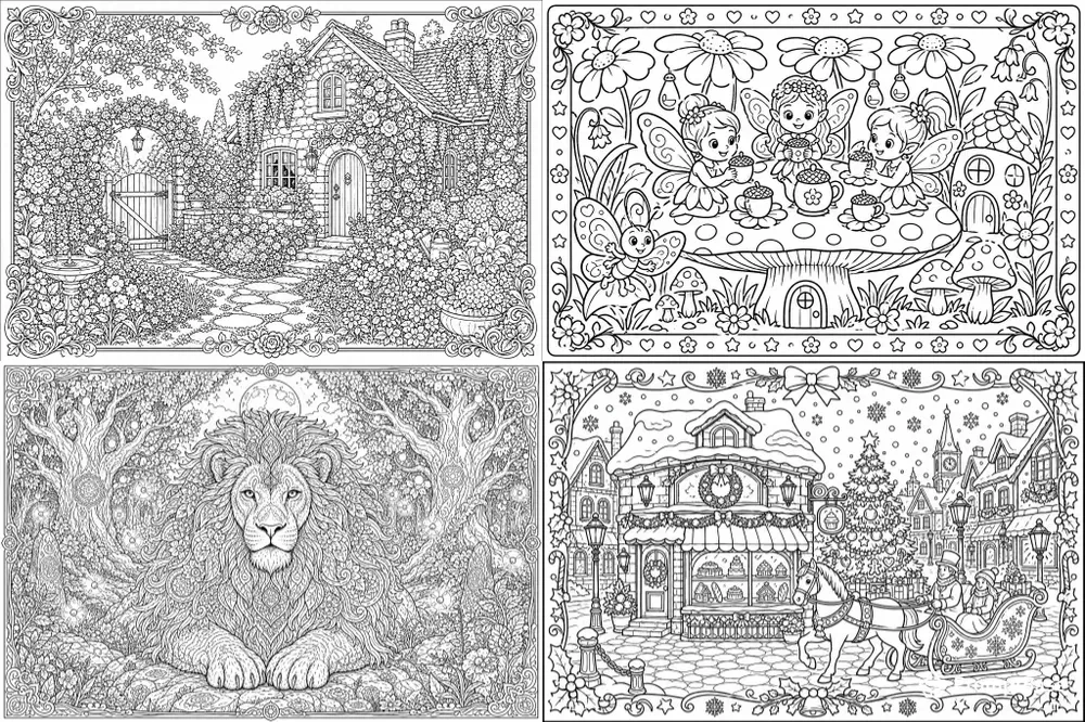 Cozy Coloring Book Page Generator