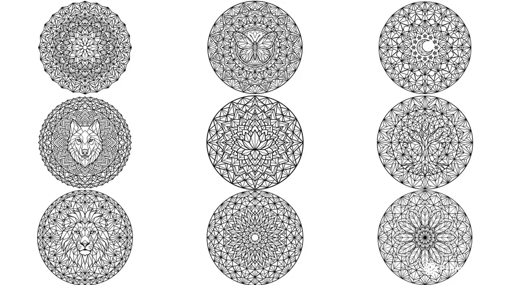 Lowpoly Mandala Art KDP Coloring Books