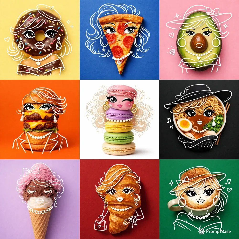 Whimsical Food Doodle Art
