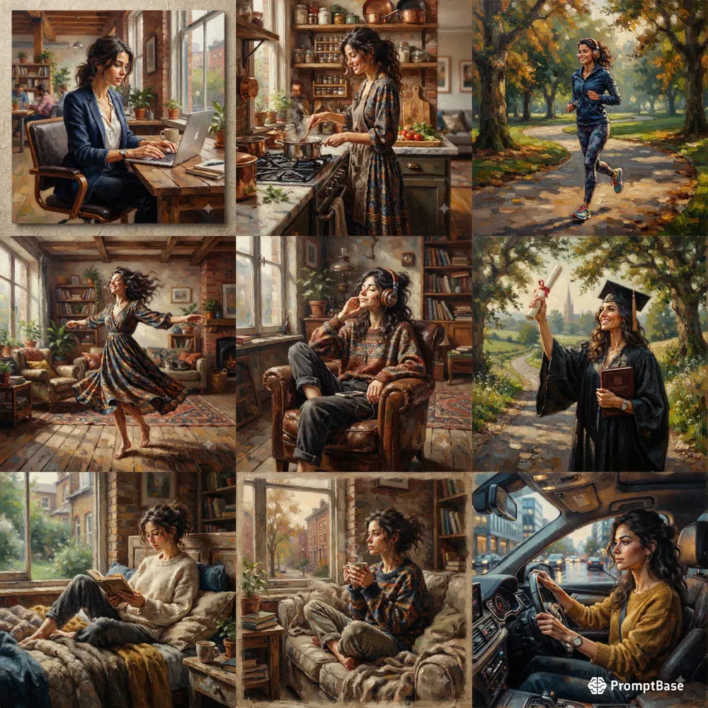 Young Woman Lifestyle Oil Paintings