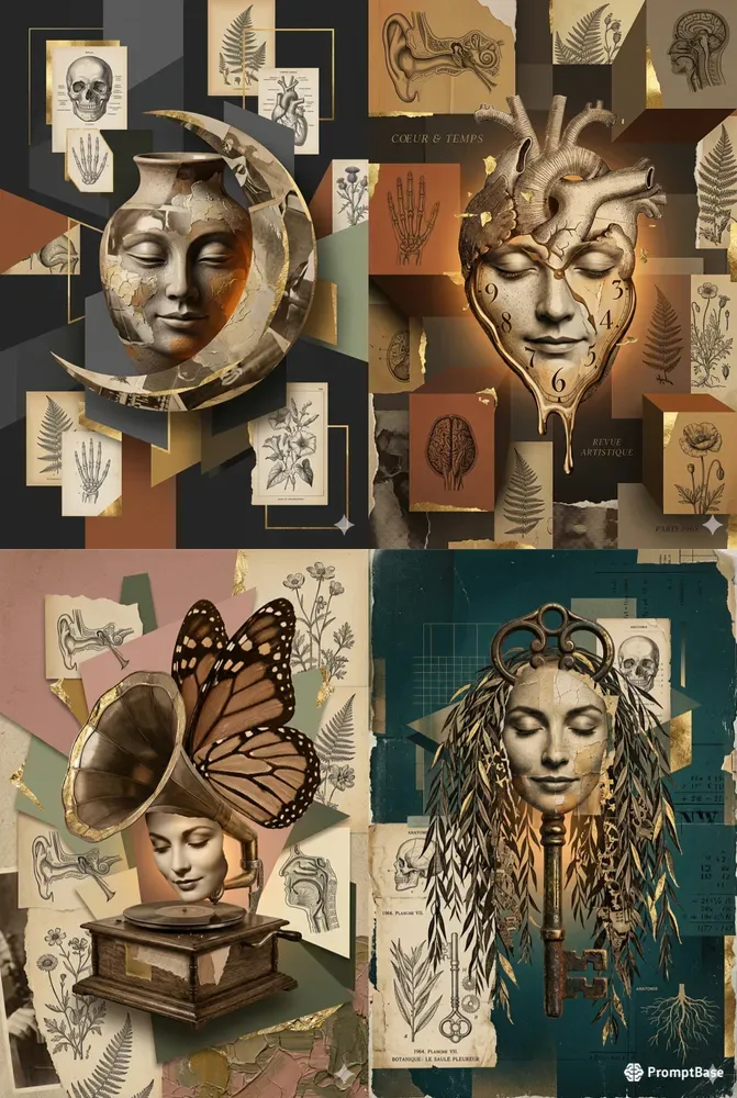 Surreal Junk Journal Collage Assets