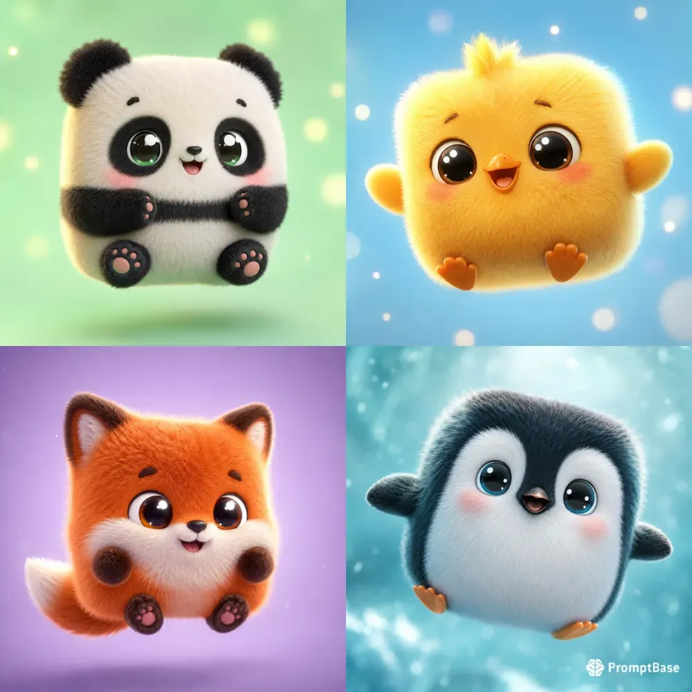 Fluffy 3D Square Animal Avatars
