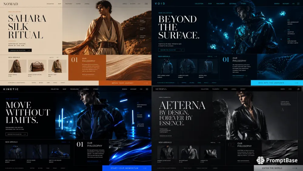 Luxury Brutalist Fashion Landing Page UIs