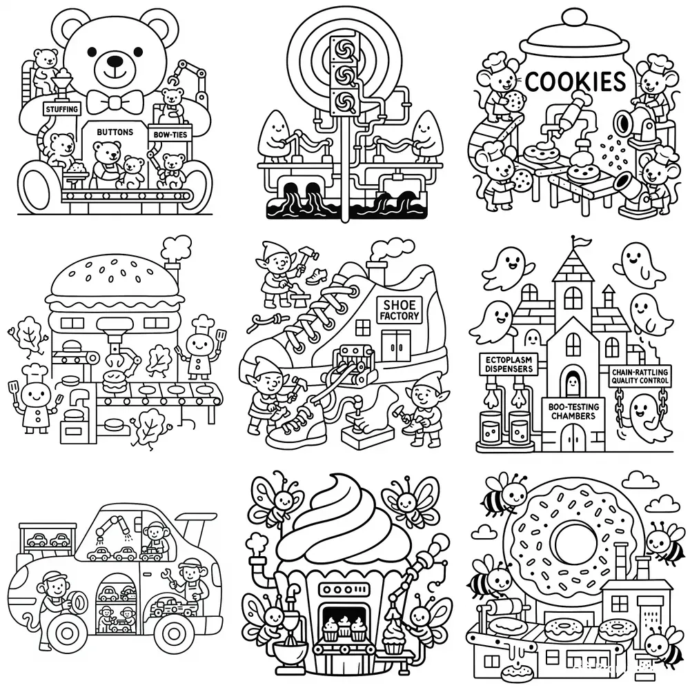 Cute Factory Coloring Books