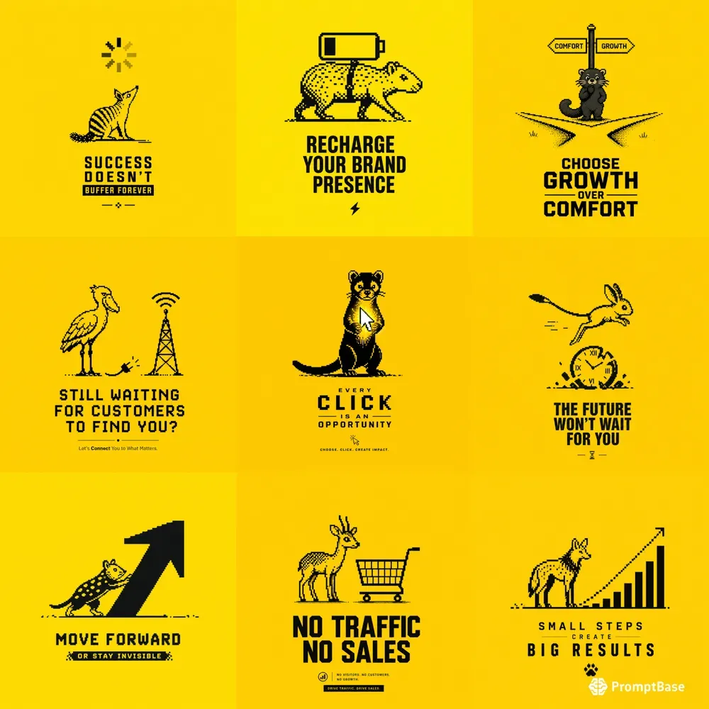 Minimal Pixel Metaphor Marketing Posters