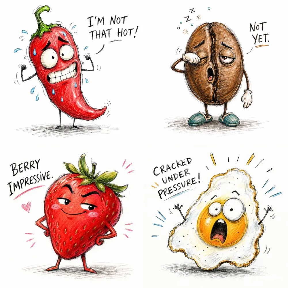 Funny Food Character Sketches