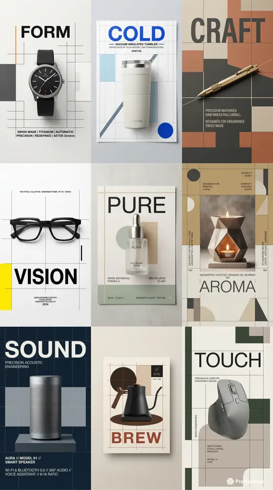Swiss Minimalist Typography Product Posts