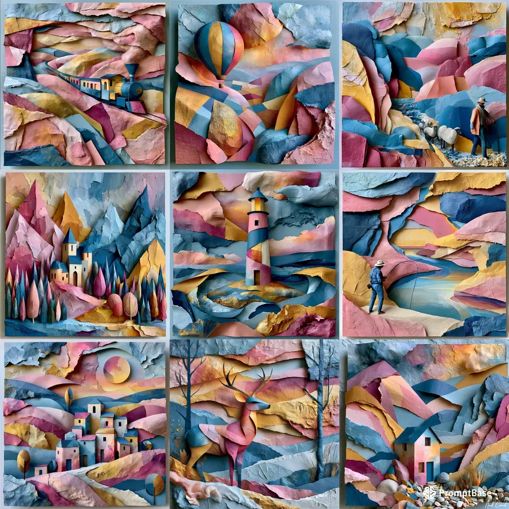 Layered Paper Collage Scenes