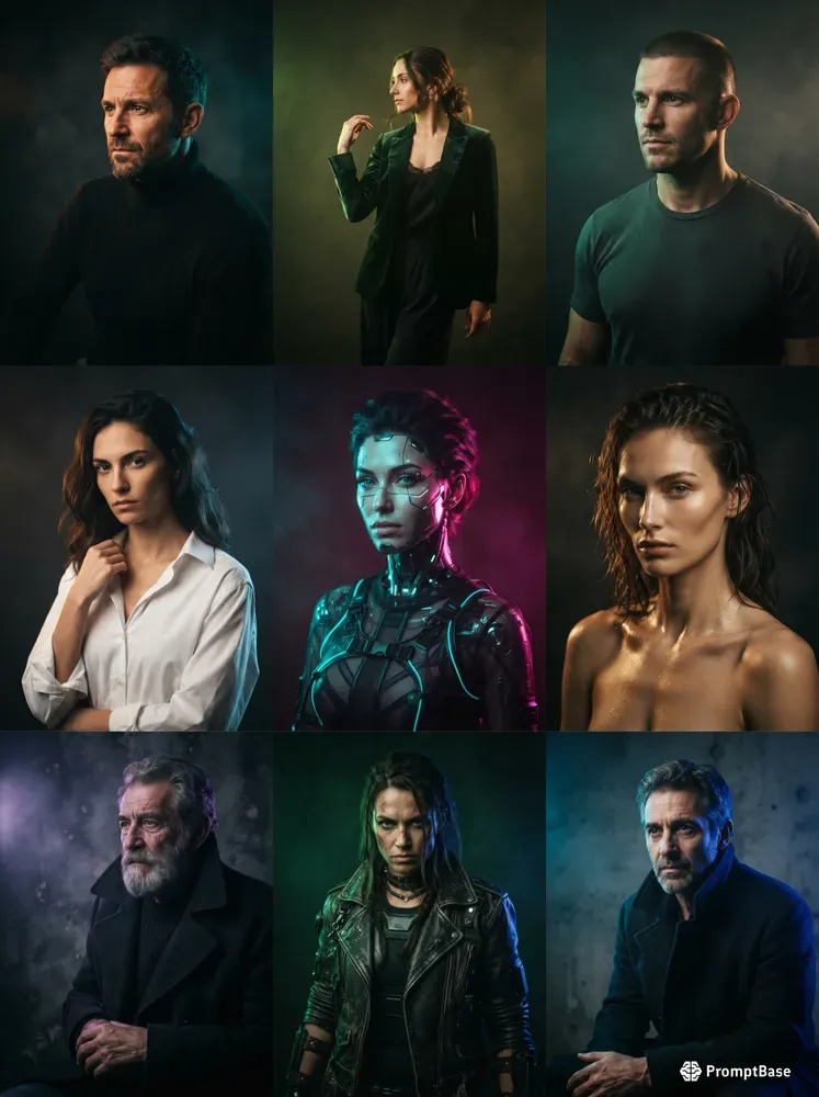 Cinematic Dualcolor Studio Portraits