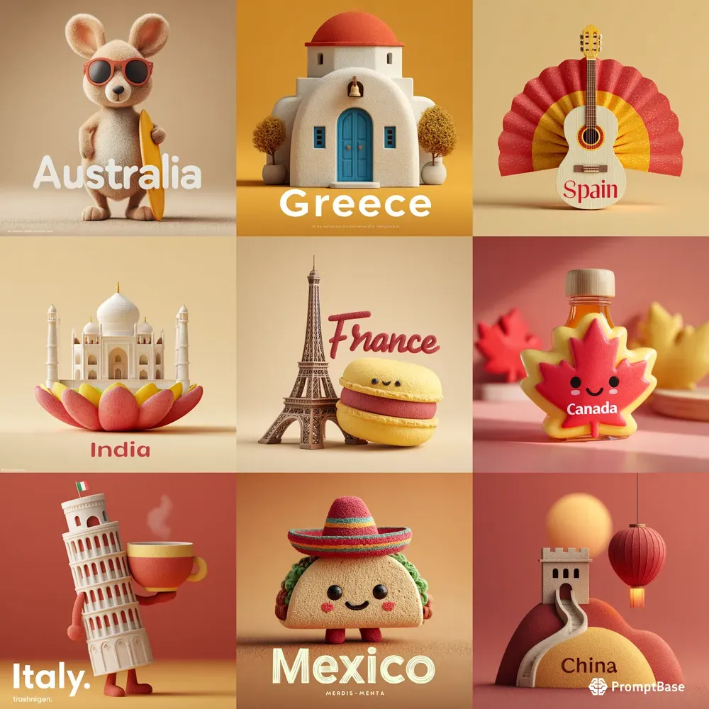 3D Kawaii Travel Icons